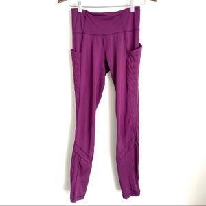IVIVVA Girls 14 Purple Full Length Side Quilted Pocket Leggings Pants M1